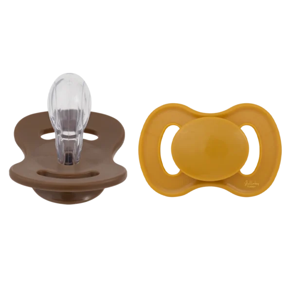 LULLABY PLANET. Σετ 2 πιπίλες σιλικόνης Symmetrical Size 2 – Honey Mustard & Hazelnut Brown