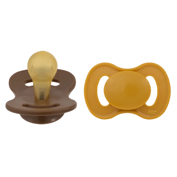 LULLABY PLANET. Σετ 2 πιπίλες Latex Size 2 – Honey Mustard & Hazelnut Brown
