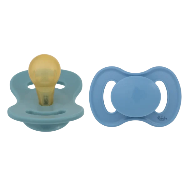 LULLABY PLANET. Σετ 2 πιπίλες Latex Size 2 – Ocean Teal & Dove Blue
