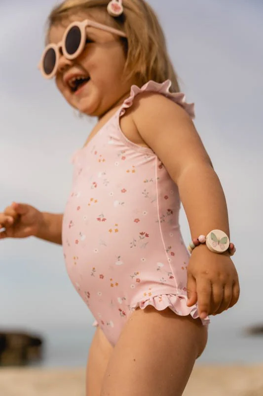 LITTLE DUTCH. Oλόσωμο μαγιό με βολάν για κορίτσια Little Pink Flowers